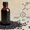 Flacon d'huile de nigelle avec composés actifs